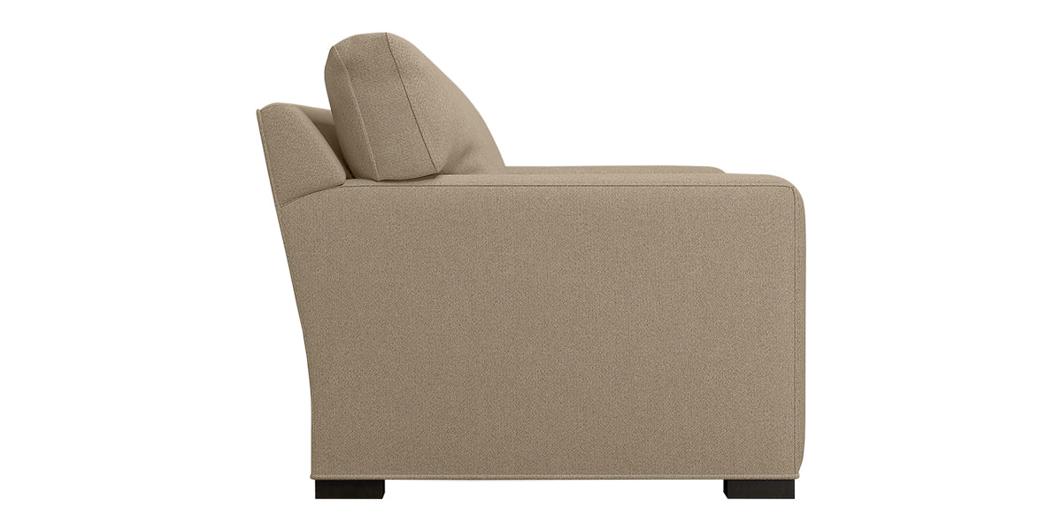 Douglas Fabric Camel with Fossil Hardwood | Camden Axel Sofa | Valley Ridge Furniture