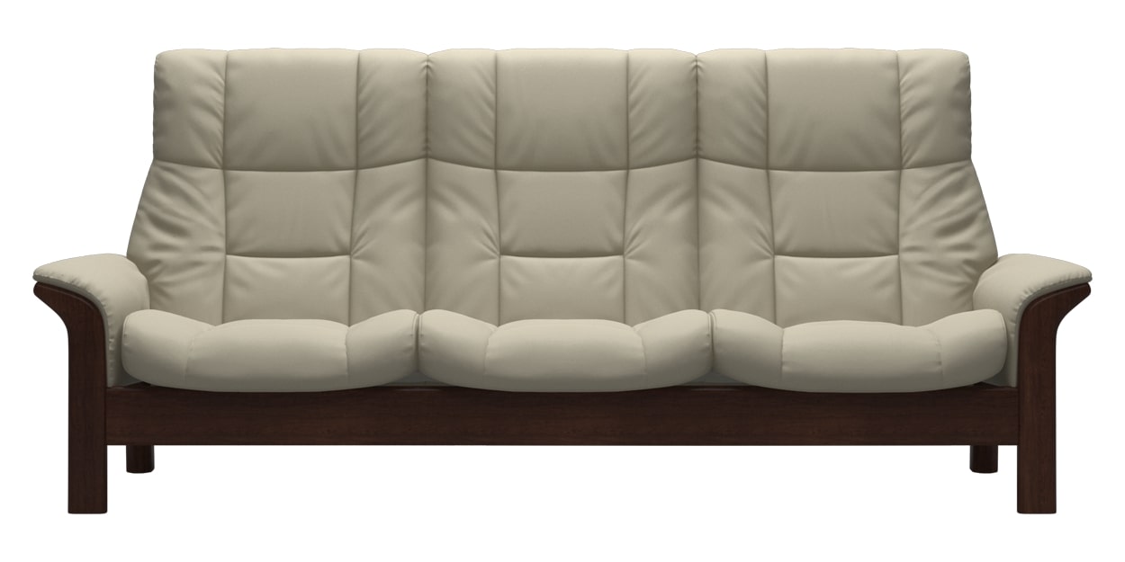 Paloma Leather Light Grey and Brown Base | Stressless Buckingham 3-Seater High Back Sofa | Valley Ridge Furniture