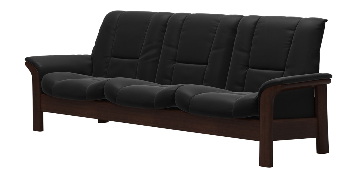Paloma Leather Black and Brown Base | Stressless Buckingham Low Back Sofa | Valley Ridge Furniture