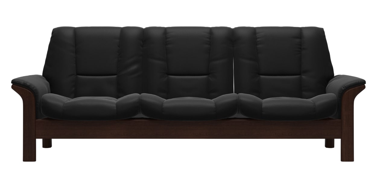 Paloma Leather Black and Brown Base | Stressless Buckingham Low Back Sofa | Valley Ridge Furniture