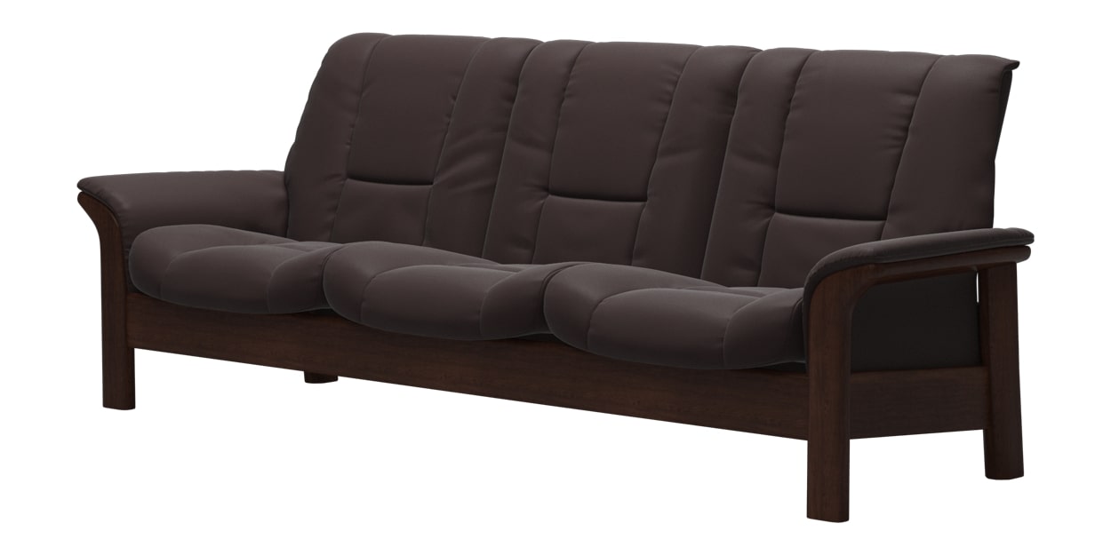 Paloma Leather Chocolate and Brown Base | Stressless Buckingham Low Back Sofa | Valley Ridge Furniture
