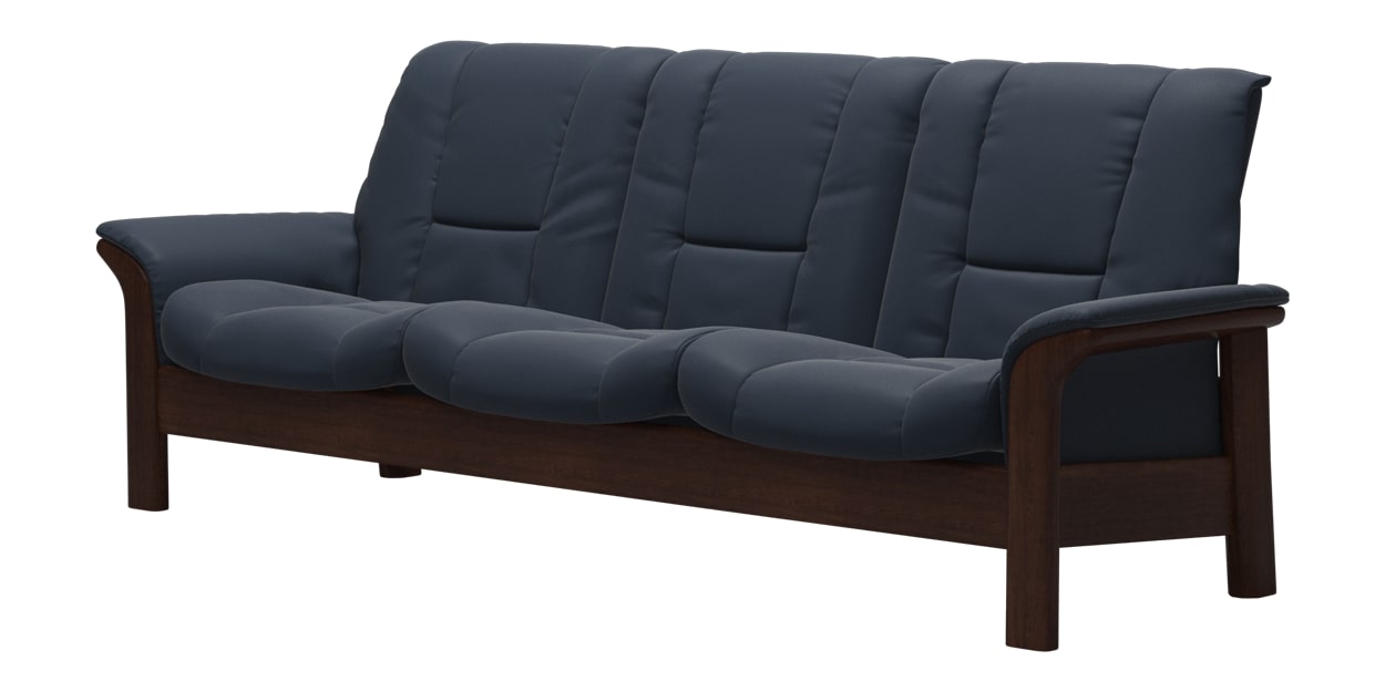 Paloma Leather Oxford Blue and Brown Base | Stressless Buckingham Low Back Sofa | Valley Ridge Furniture