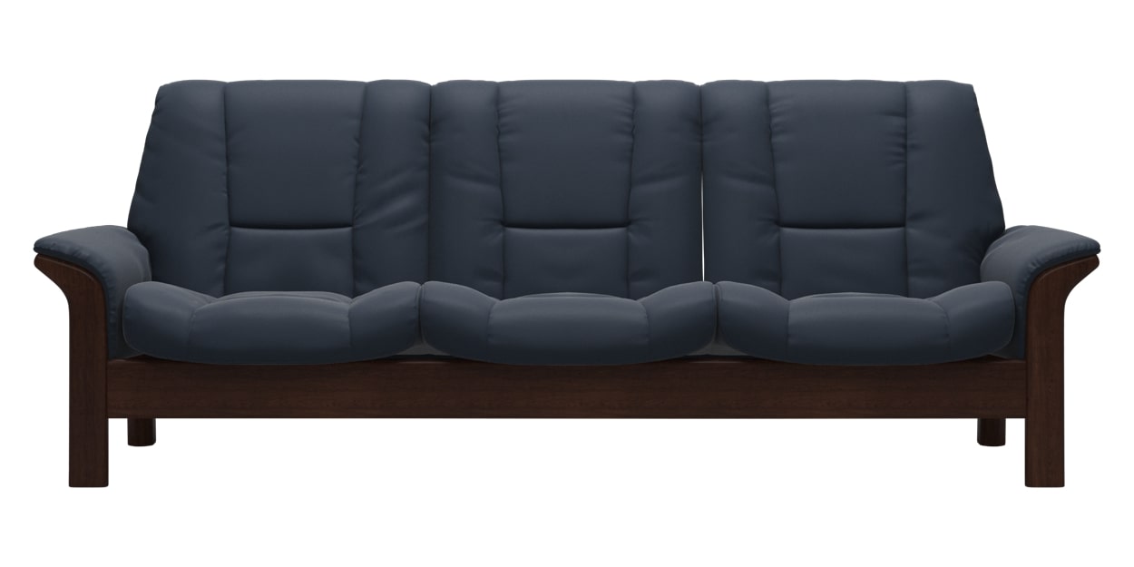 Paloma Leather Oxford Blue and Brown Base | Stressless Buckingham Low Back Sofa | Valley Ridge Furniture