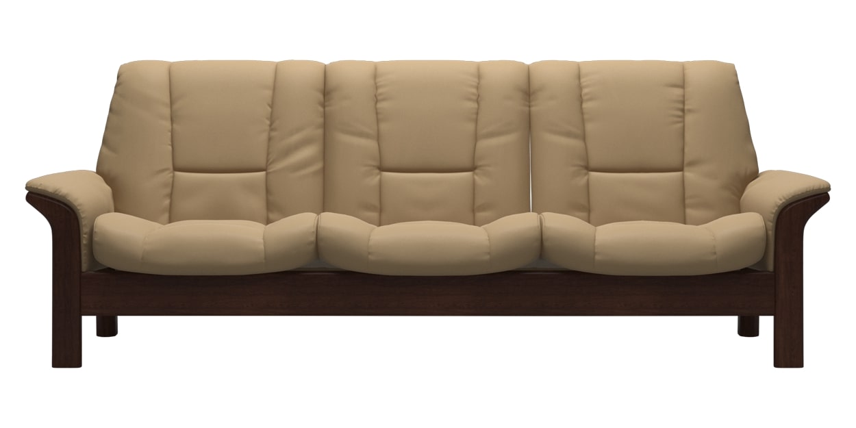 Paloma Leather Sand and Brown Base | Stressless Buckingham Low Back Sofa | Valley Ridge Furniture