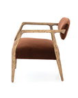 Burnt Auburn Velvet Fabric with Distressed Nettlewood | Tyler Arm Chair | Valley Ridge Furniture