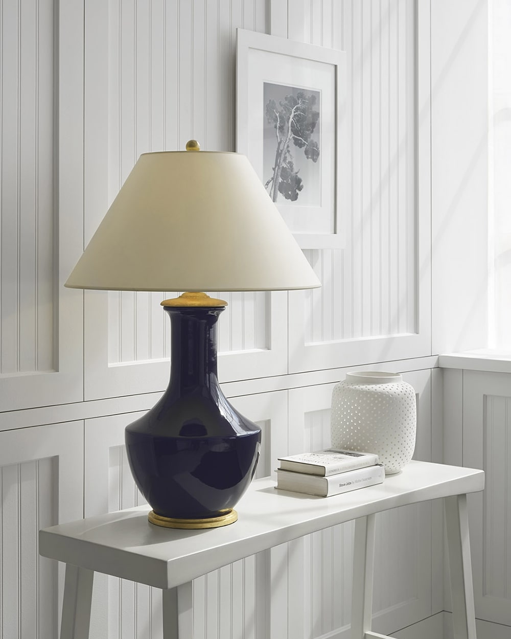 Denim Porcelain & Natural Paper | Lambay Table Lamp | Valley Ridge Furniture