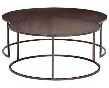 Antique Copper Cladding with Light Rustic Black Iron | Catalina Nesting Coffee Table | Valley Ridge Furniture