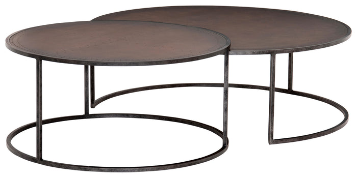 Antique Copper Cladding with Light Rustic Black Iron | Catalina Nesting Coffee Table | Valley Ridge Furniture