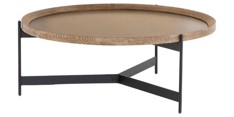 Bright Brass & Light Burnt Oak with Powder Black Iron | Nathaniel Coffee Table | Valley Ridge Furniture