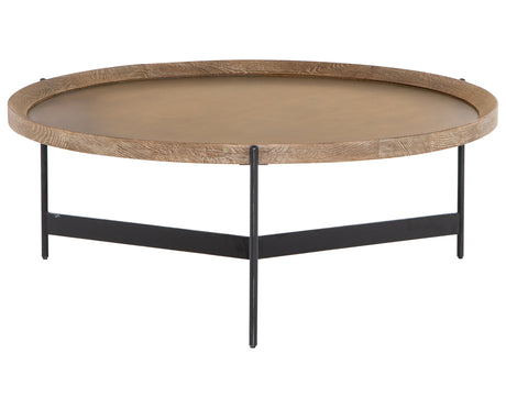Bright Brass & Light Burnt Oak with Powder Black Iron | Nathaniel Coffee Table | Valley Ridge Furniture