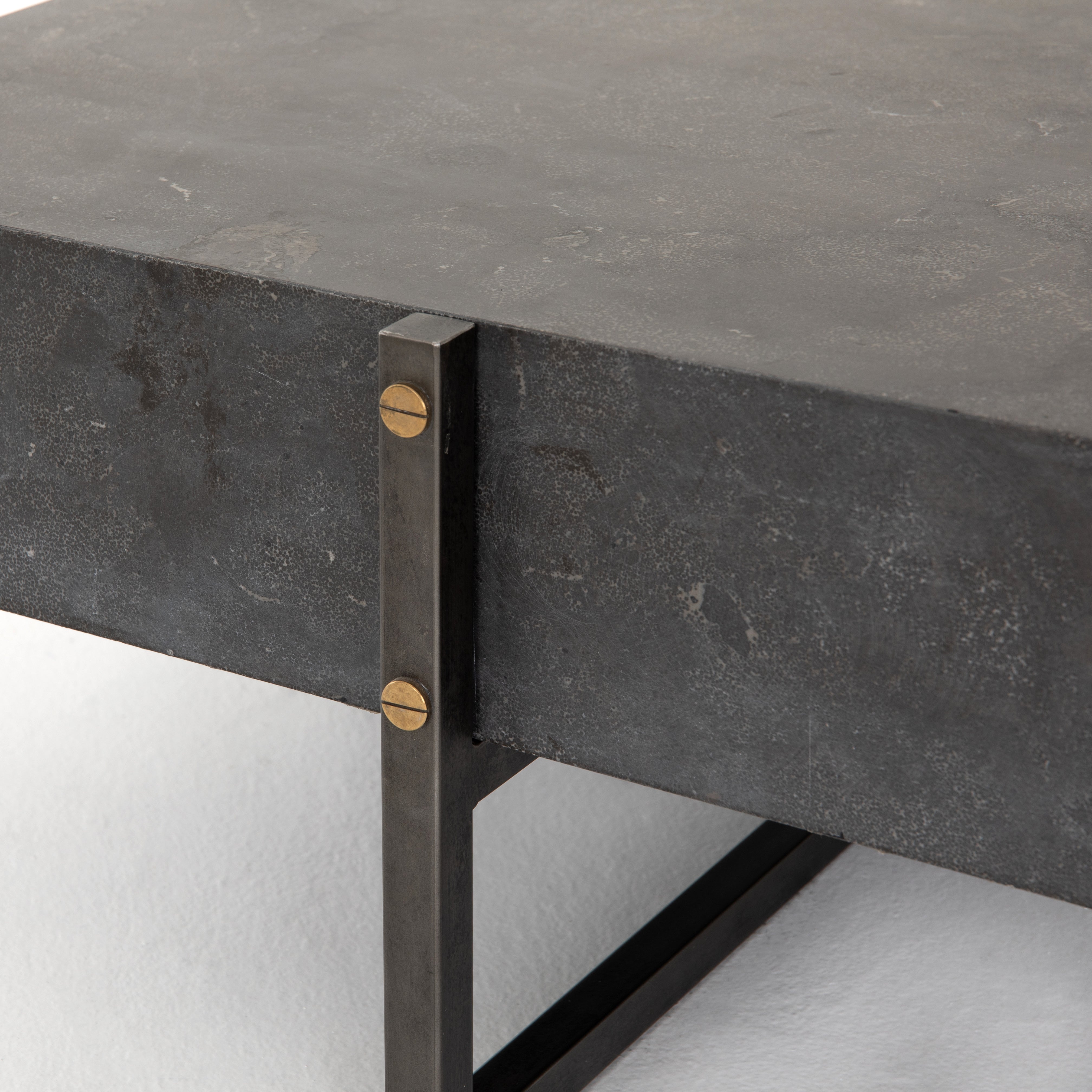 Bluestone with Light Rustic Black Iron | Keppler Square Coffee Table | Valley Ridge Furniture