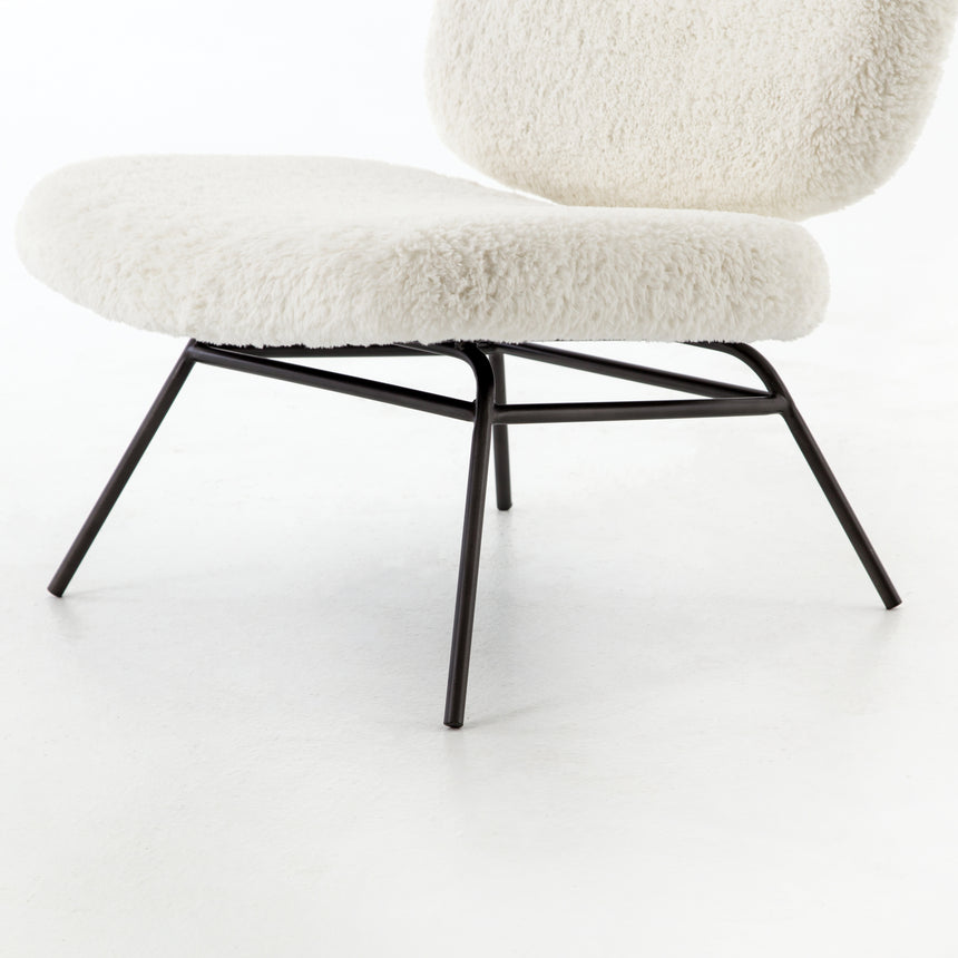 Ivory Angora Faux Shearling with Waxed Black Iron | Caleb Chair | Valley Ridge Furniture