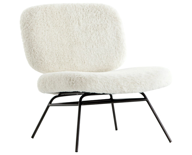 Ivory Angora Faux Shearling with Waxed Black Iron | Caleb Chair | Valley Ridge Furniture