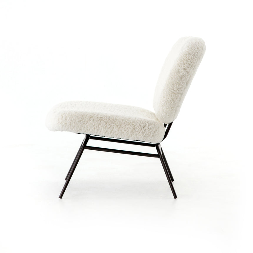 Ivory Angora Faux Shearling with Waxed Black Iron | Caleb Chair | Valley Ridge Furniture