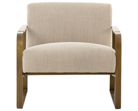 Stonewash Print Ecru Fabric with Antique Brass Iron | Jules Chair | Valley Ridge Furniture