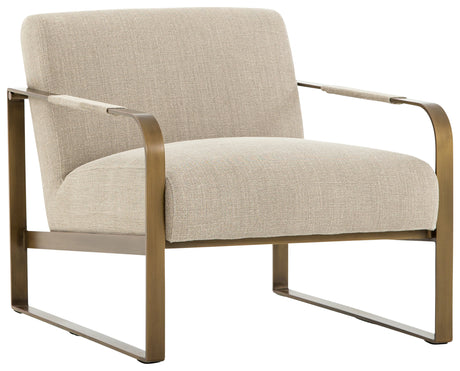 Stonewash Print Ecru Fabric with Antique Brass Iron | Jules Chair | Valley Ridge Furniture