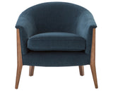 Plush Azure Fabric with Antique Cocoa Parawood | Nomad Chair | Valley Ridge Furniture