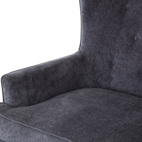 Charcoal Worn Velvet Fabric with Almond Parawood | Clermont Chair | Valley Ridge Furniture