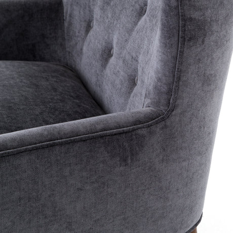 Charcoal Worn Velvet Fabric with Almond Parawood | Clermont Chair | Valley Ridge Furniture