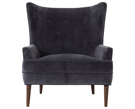 Charcoal Worn Velvet Fabric with Almond Parawood | Clermont Chair | Valley Ridge Furniture