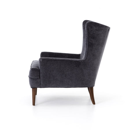 Charcoal Worn Velvet Fabric with Almond Parawood | Clermont Chair | Valley Ridge Furniture