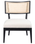 Savile Flax Fabric & Brushed Ebony Beech with Natural Cane | Britt Chair | Valley Ridge Furniture