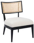 Savile Flax Fabric & Brushed Ebony Beech with Natural Cane | Britt Chair | Valley Ridge Furniture