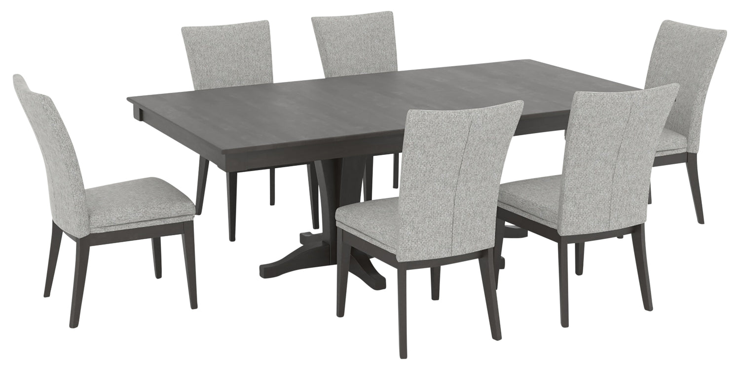 59 Davy's Grey with Matte Finish & Fabric 7C | Canadel Core 4868 Dining Set - Floor Model | Valley Ridge Furniture