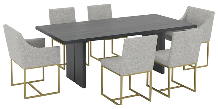 09 Dark Smoke with Matte Finish/GL Metal Gold & Fabric 7C | Canadel Modern 4084 Dining Set - Floor Model | Valley Ridge Furniture