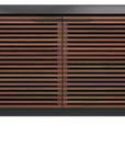 Chocolate Stained Walnut & Chocolate Walnut Veneer with Black Satin-Etched Glass & Black Steel | BDI Corridor Compact Storage Cabinet | Valley Ridge Furniture