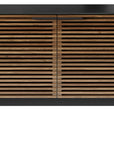 Natural Walnut & Natural Walnut Veneer with Black Satin-Etched Glass & Black Steel | BDI Corridor Compact Storage Cabinet | Valley Ridge Furniture