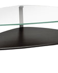Espresso Oak Veneer & Polished Glass with Satin Nickel Steel | BDI Dino Large Coffee Table | Valley Ridge Furniture