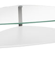 Gloss White Veneer & Polished Glass with Satin Nickel Steel | BDI Dino Large Coffee Table | Valley Ridge Furniture