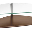 Natural Walnut Veneer & Polished Glass with Satin Nickel Steel | BDI Dino Large Coffee Table | Valley Ridge Furniture