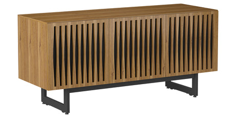 Natural Walnut Veneer and Black Perforated Steel with Black Steel (Tempo) | BDI Elements Media Cabinet | Valley Ridge Furniture