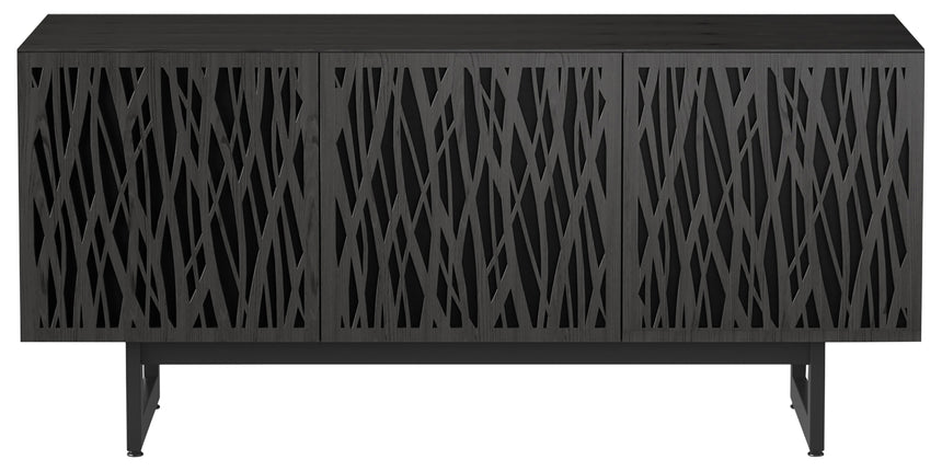 Charcoal Ash Veneer and Black Perforated Steel with Black Steel (Wheat) | BDI Elements Media Cabinet | Valley Ridge Furniture