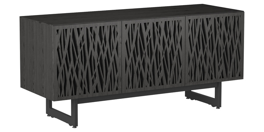 Charcoal Ash Veneer and Black Perforated Steel with Black Steel (Wheat) | BDI Elements Media Cabinet | Valley Ridge Furniture