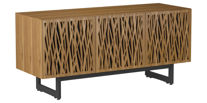 Natural Walnut Veneer and Black Perforated Steel with Black Steel (Wheat) | BDI Elements Media Cabinet | Valley Ridge Furniture