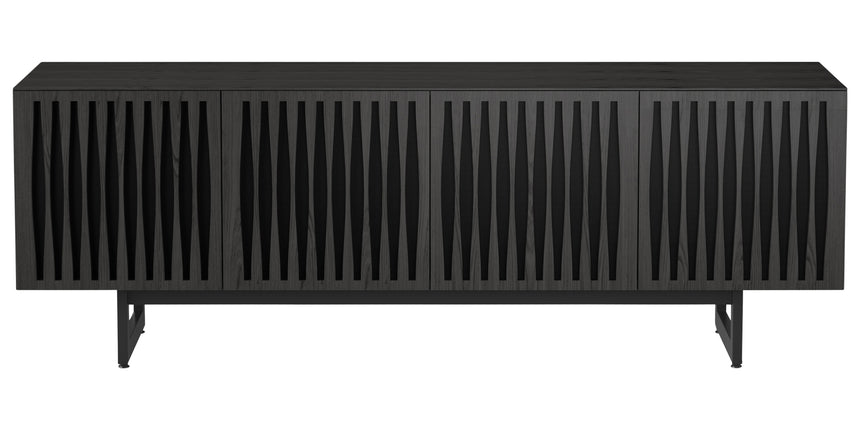 Charcoal Ash Veneer and Black Perforated Steel with Black Steel (Tempo) | BDI Elements Media Chest | Valley Ridge Furniture