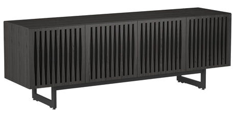 Charcoal Ash Veneer and Black Perforated Steel with Black Steel (Tempo) | BDI Elements Media Chest | Valley Ridge Furniture