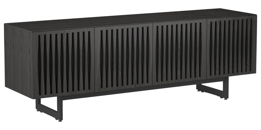Charcoal Ash Veneer and Black Perforated Steel with Black Steel (Tempo) | BDI Elements Media Chest | Valley Ridge Furniture