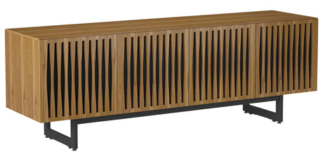 Natural Walnut Veneer and Black Perforated Steel with Black Steel (Tempo) | BDI Elements Media Chest | Valley Ridge Furniture