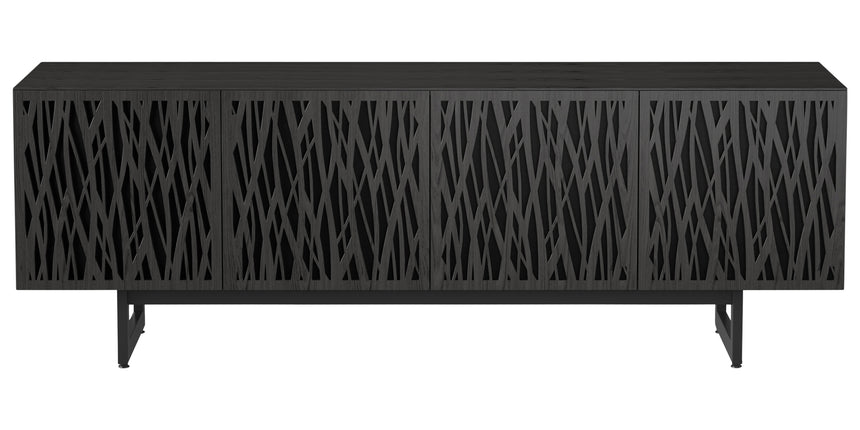 Charcoal Ash Veneer and Black Perforated Steel with Black Steel (Wheat) | BDI Elements Media Chest | Valley Ridge Furniture