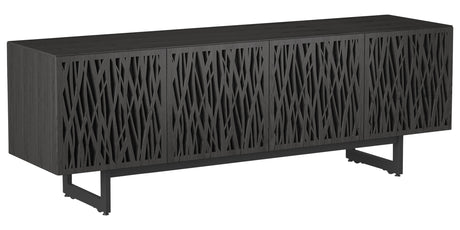 Charcoal Ash Veneer and Black Perforated Steel with Black Steel (Wheat) | BDI Elements Media Chest | Valley Ridge Furniture