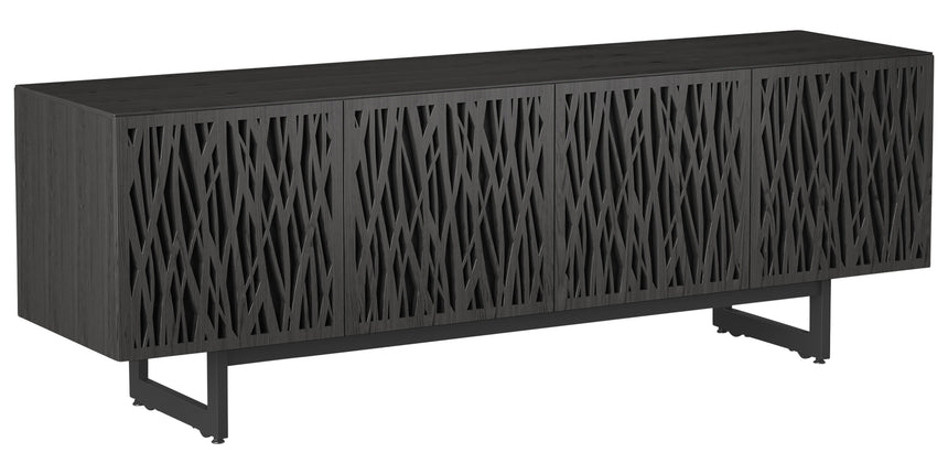 Charcoal Ash Veneer and Black Perforated Steel with Black Steel (Wheat) | BDI Elements Media Chest | Valley Ridge Furniture