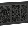 Charcoal Ash Veneer & Black Perforated Steel with Black Steel (Ricochet) | BDI Elements 3 Door Storage Cabinet | Valley Ridge Furniture