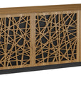 Natural Walnut Veneer & Black Perforated Steel with Black Steel (Ricochet) | BDI Elements 3 Door Storage Cabinet | Valley Ridge Furniture