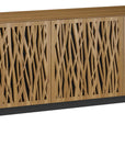 Natural Walnut Veneer & Black Perforated Steel with Black Steel (Wheat) | BDI Elements 3 Door Storage Cabinet | Valley Ridge Furniture