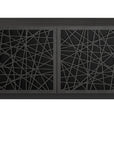 Charcoal Ash Veneer with Black Perforated Steel & Black Steel (Ricochet) | BDI Elements 4 Door Storage Cabinet | Valley Ridge Furniture