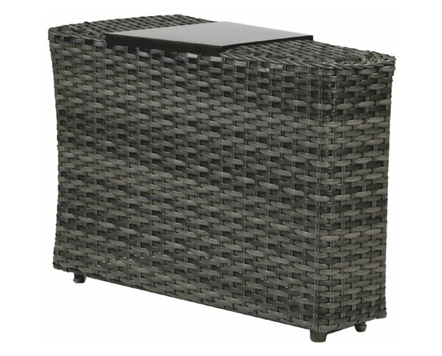 Wedge End Table w/Aluminum Tray | Ratana Portfino Collection | Valley Ridge Furniture